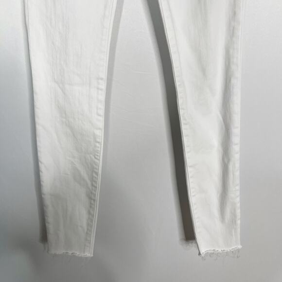 Frame Womens 24 White Blanc Le High Skinny Jeans Fray Hem Cotton Stretch Denim - Picture 4 of 11
